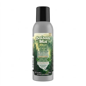 A Room Spray by Smoke Odor Exterminator, featuring crisp scent notes of fresh balsam, bergamot, forest greens, and aromatic pine.
