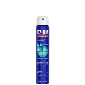 Ozium air sanitizer spray 3.5 ounce bottle in Outdoor Essence fragrance for eliminating indoor odors