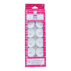 Rose Satya tea light candles for soothing floral home fragrance and relaxing aromatherapy