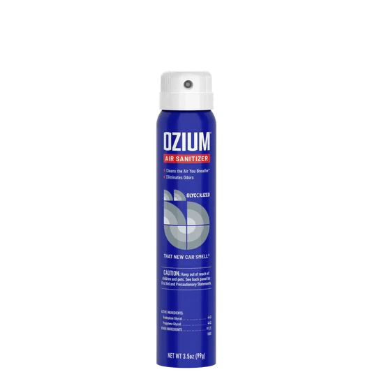 Ozium That New Car Smell Air Sanitizer for eliminating airborne bacteria and odors in an RV