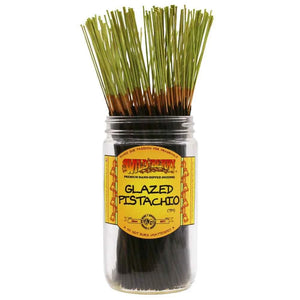 A pack of Glazed Pistachio Wild Berry Incense sticks, featuring deliciously nutty scent notes of roasted pistachio, almond cream, warm shortbread, and golden honey.