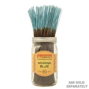 A pack of Havana Blue Wild Berry Incense sticks, featuring fresh and sophisticated scent notes of bergamot, luscious apple, intoxicating jasmine, and sweet herbs.