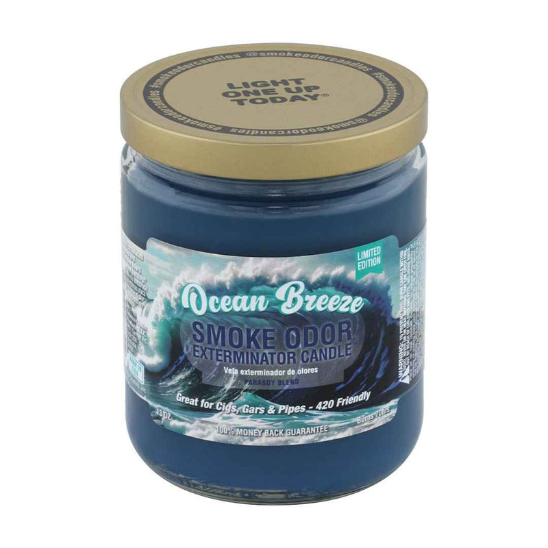 Ocean Breeze Smoke Odor Exterminator Candle with sea salt and marine notes